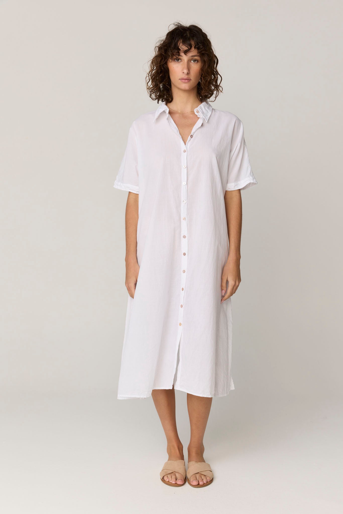 DEVOILE SHIRT DRESS - BLANC