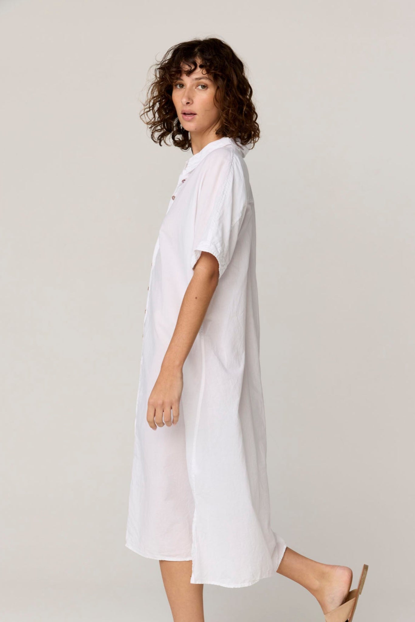 DEVOILE SHIRT DRESS - BLANC