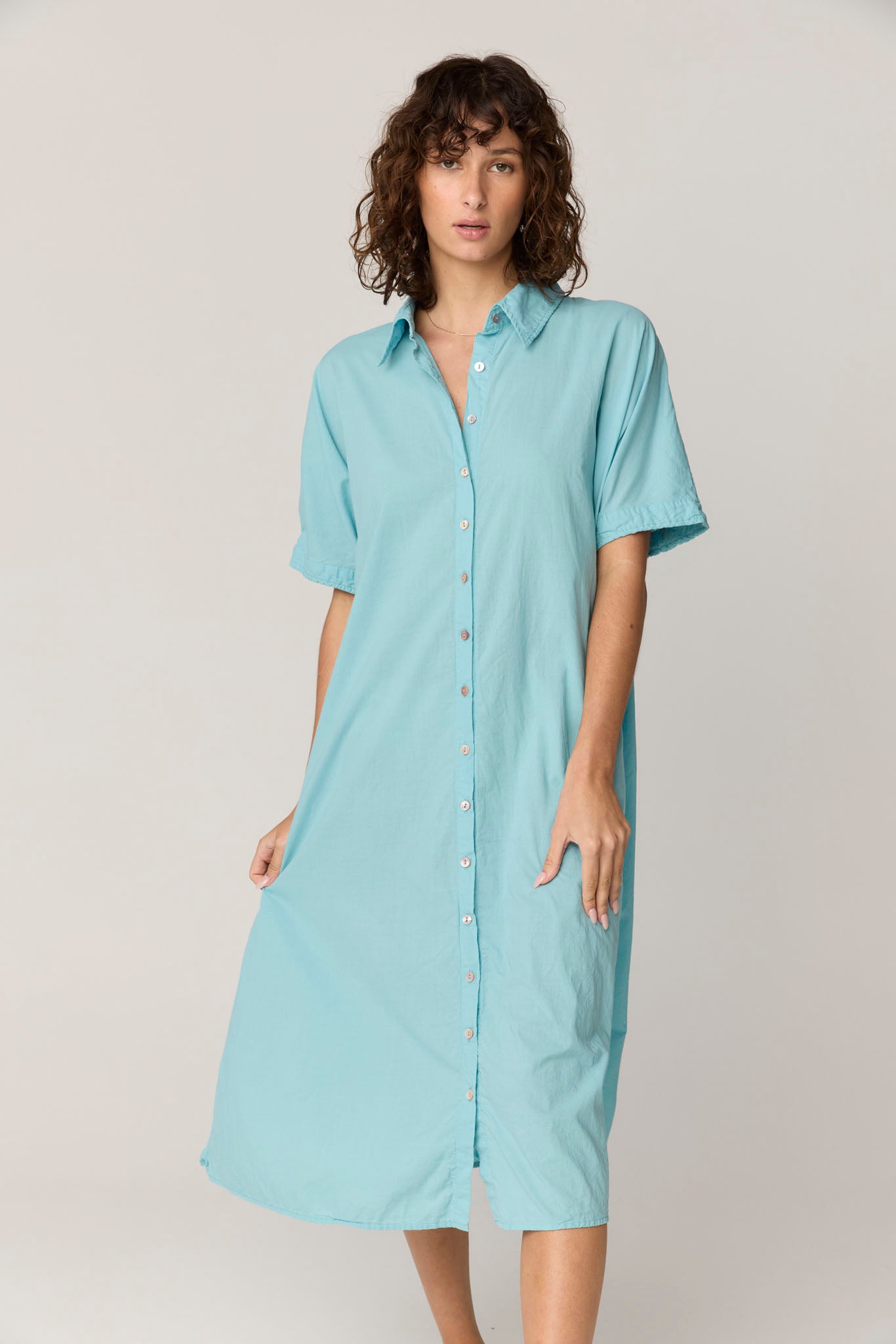 DEVOILE SHIRT DRESS - SEA FOAM