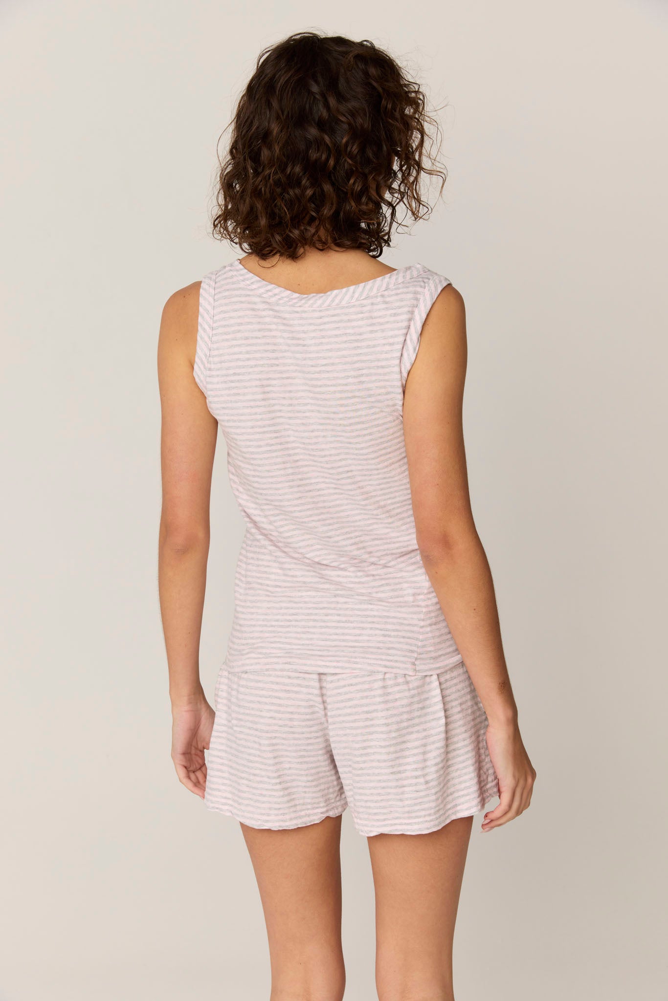 STRIPE TANK - PINK & GREY