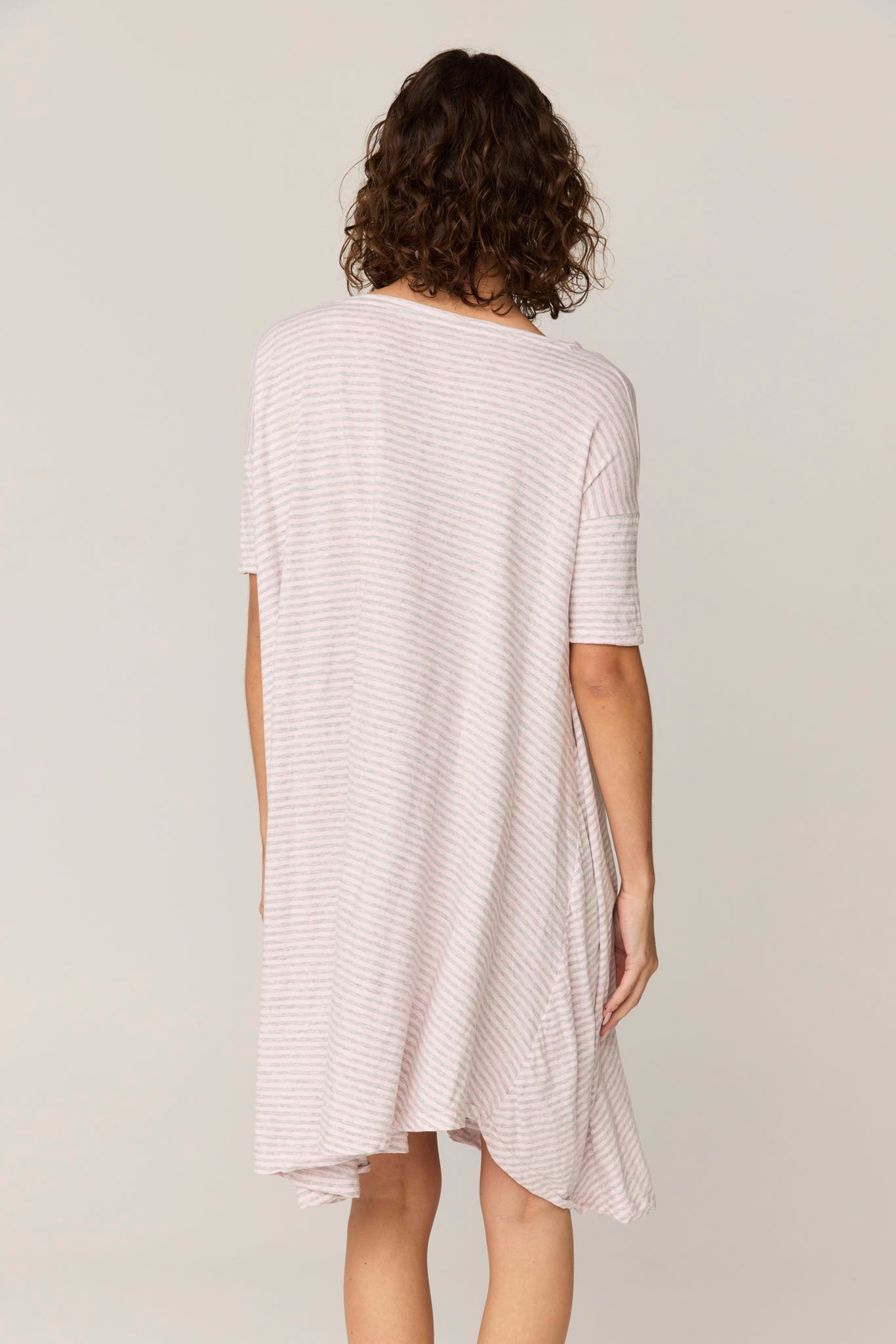 STRIPE POP DRESS - PINK & GREY