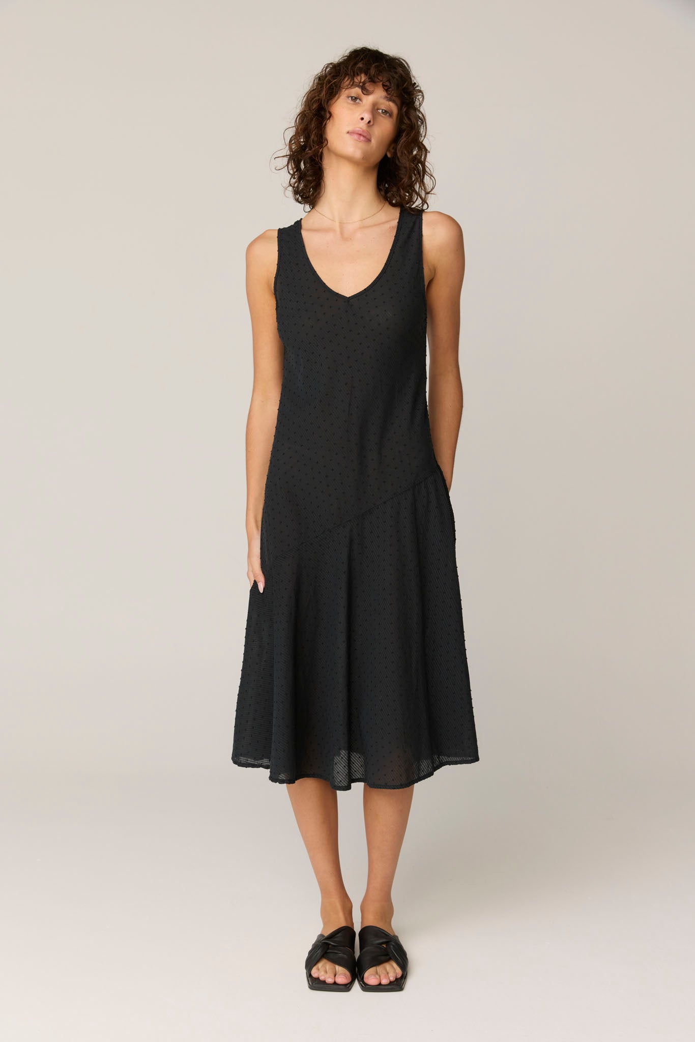 FLOCKY BIAS DRESS - NOIR