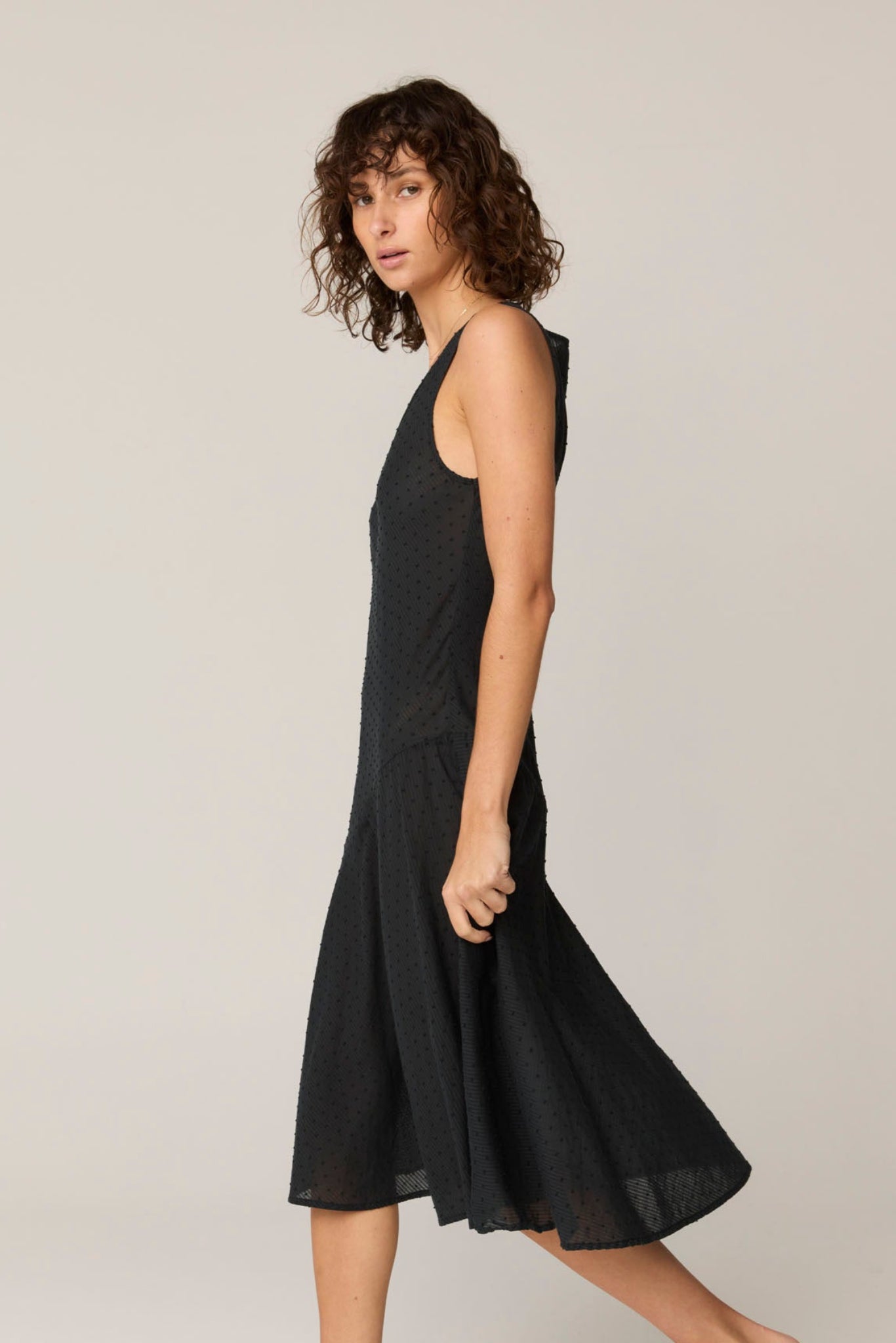 FLOCKY BIAS DRESS - NOIR