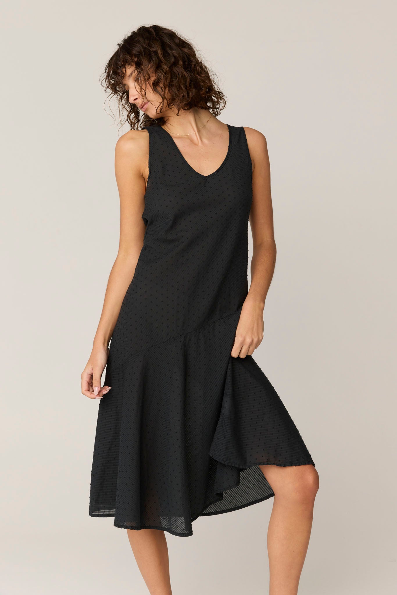 FLOCKY BIAS DRESS - NOIR