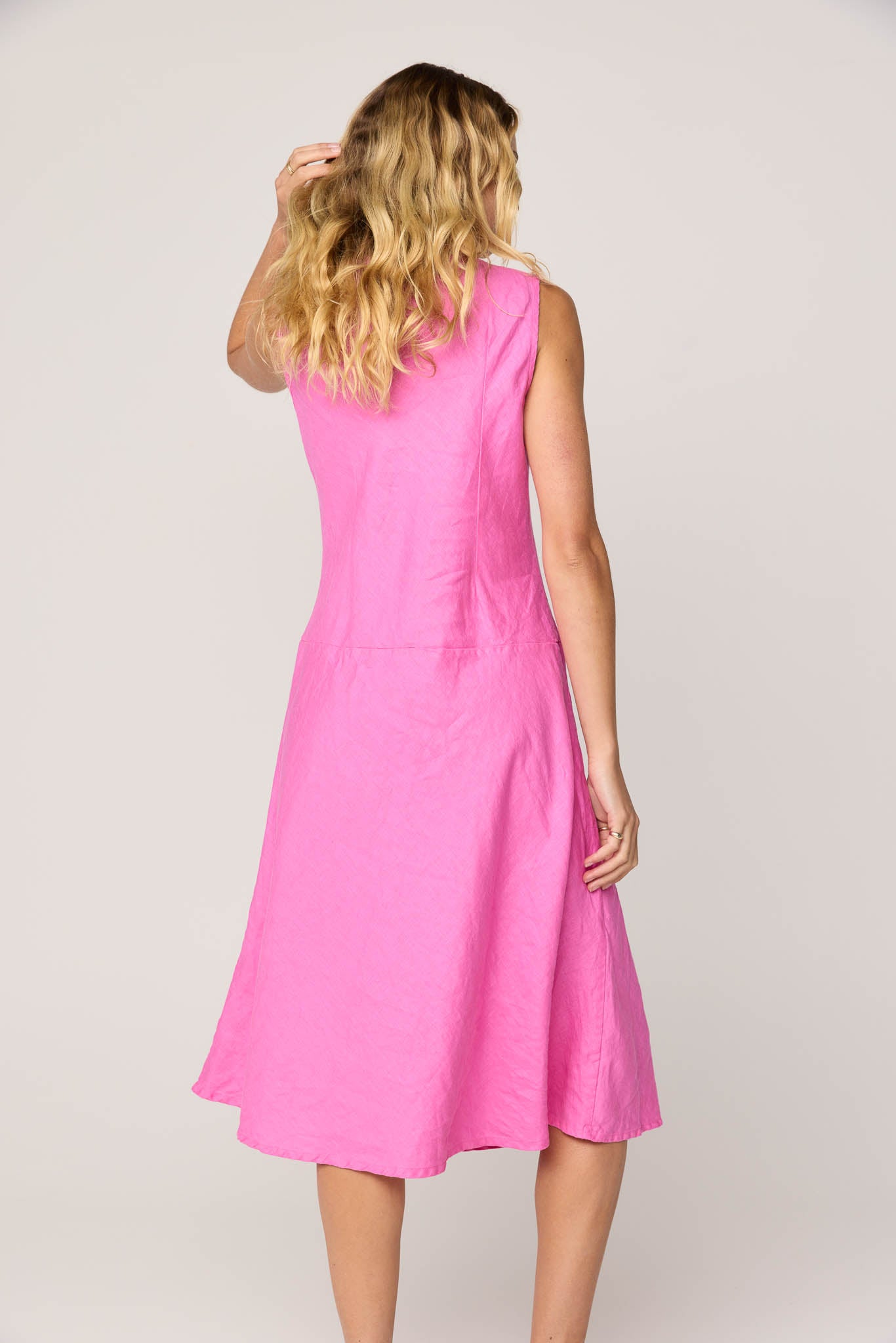 PALM BIAS DRESS - WATERMELON