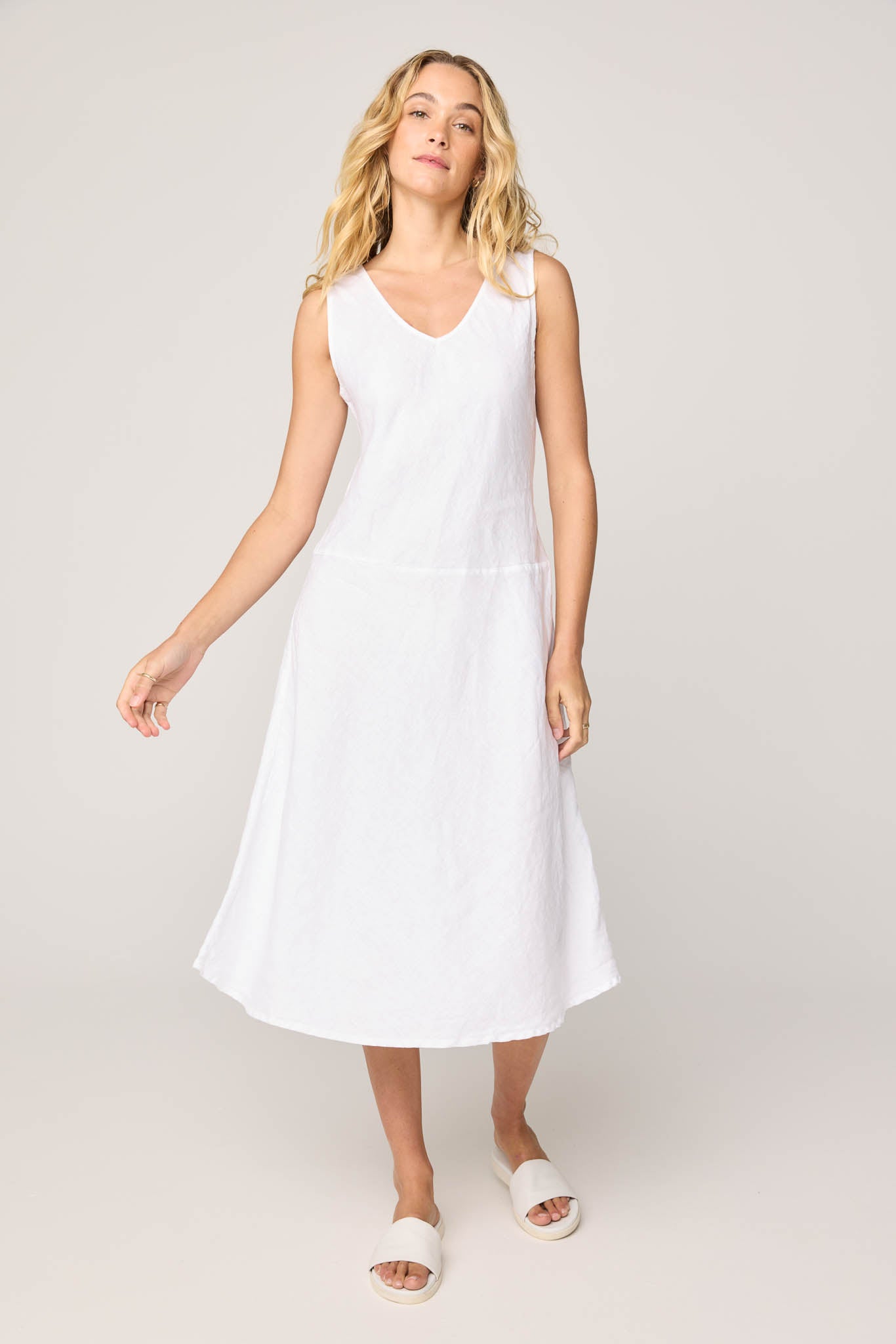 PALM BIAS DRESS - BLANC