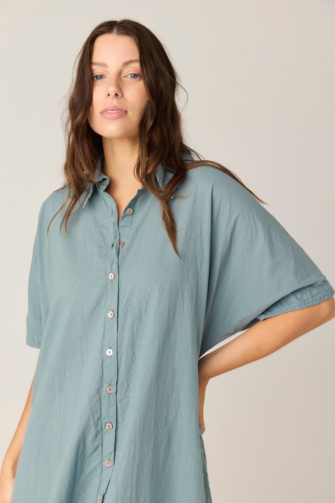 DEVOILE SHIRT DRESS - LAGOON (PRE - ORDER) - Primness