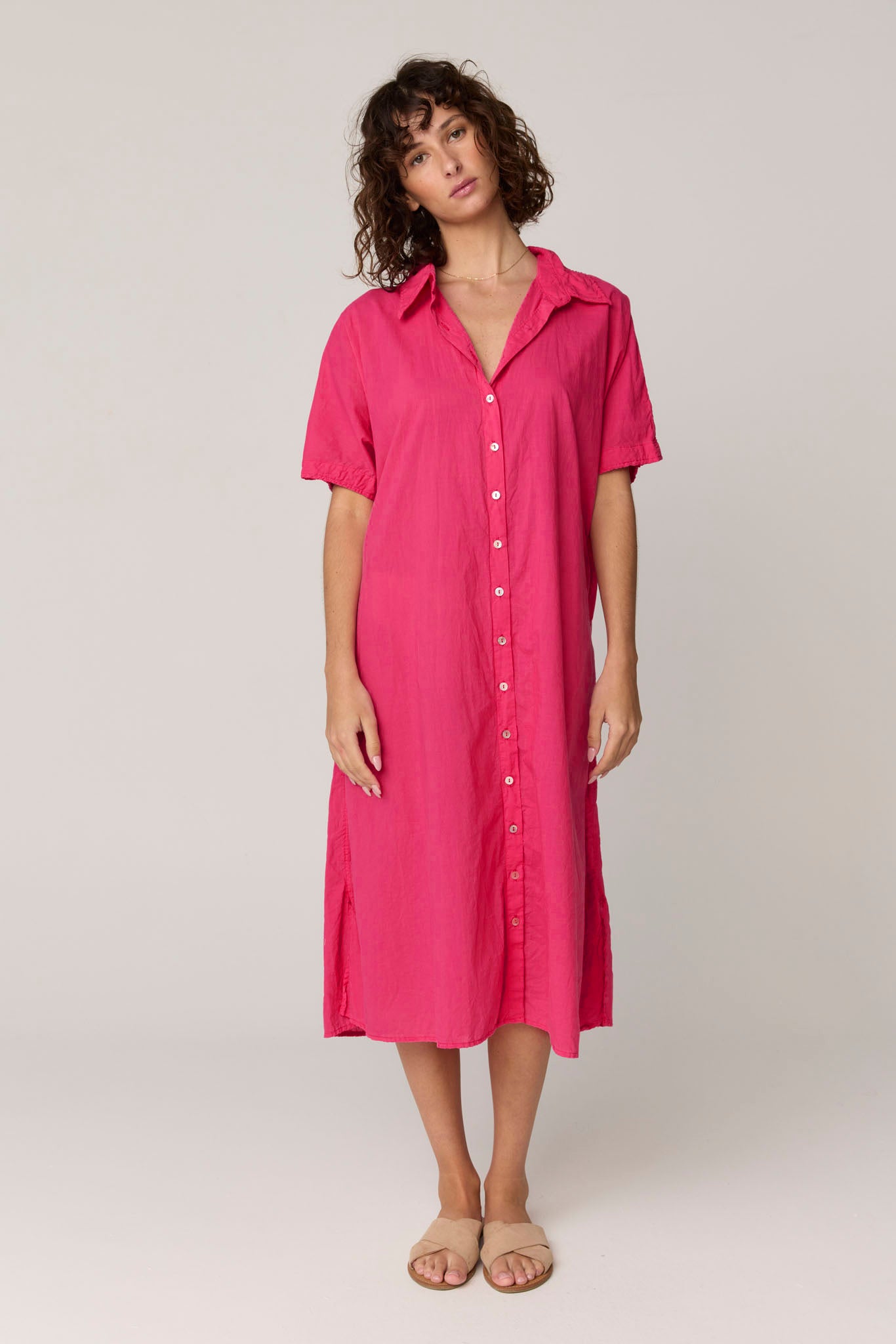 DEVOILE SHIRT DRESS - RASPBERRY