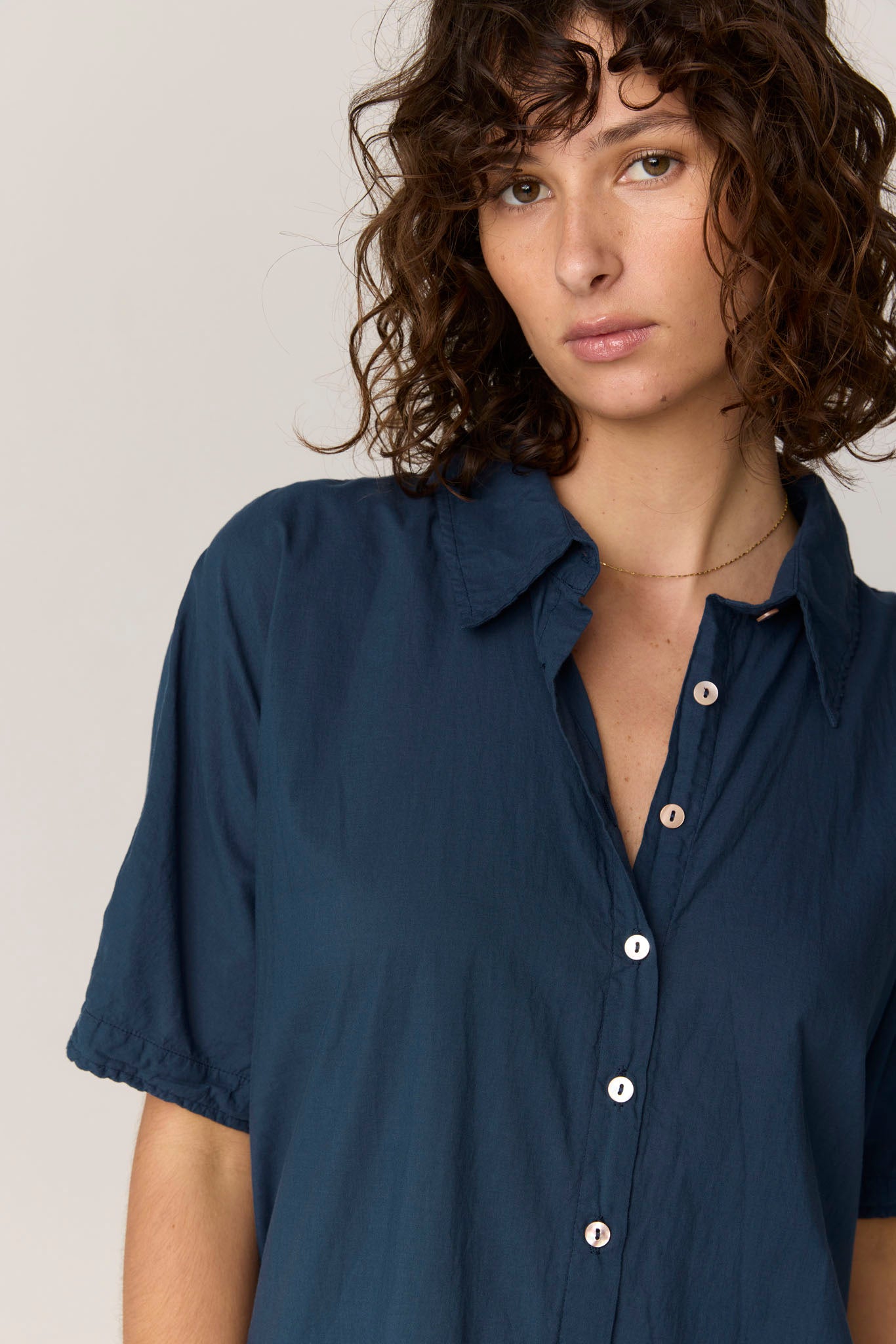 DEVOILE SHIRT DRESS - DARK NAVY