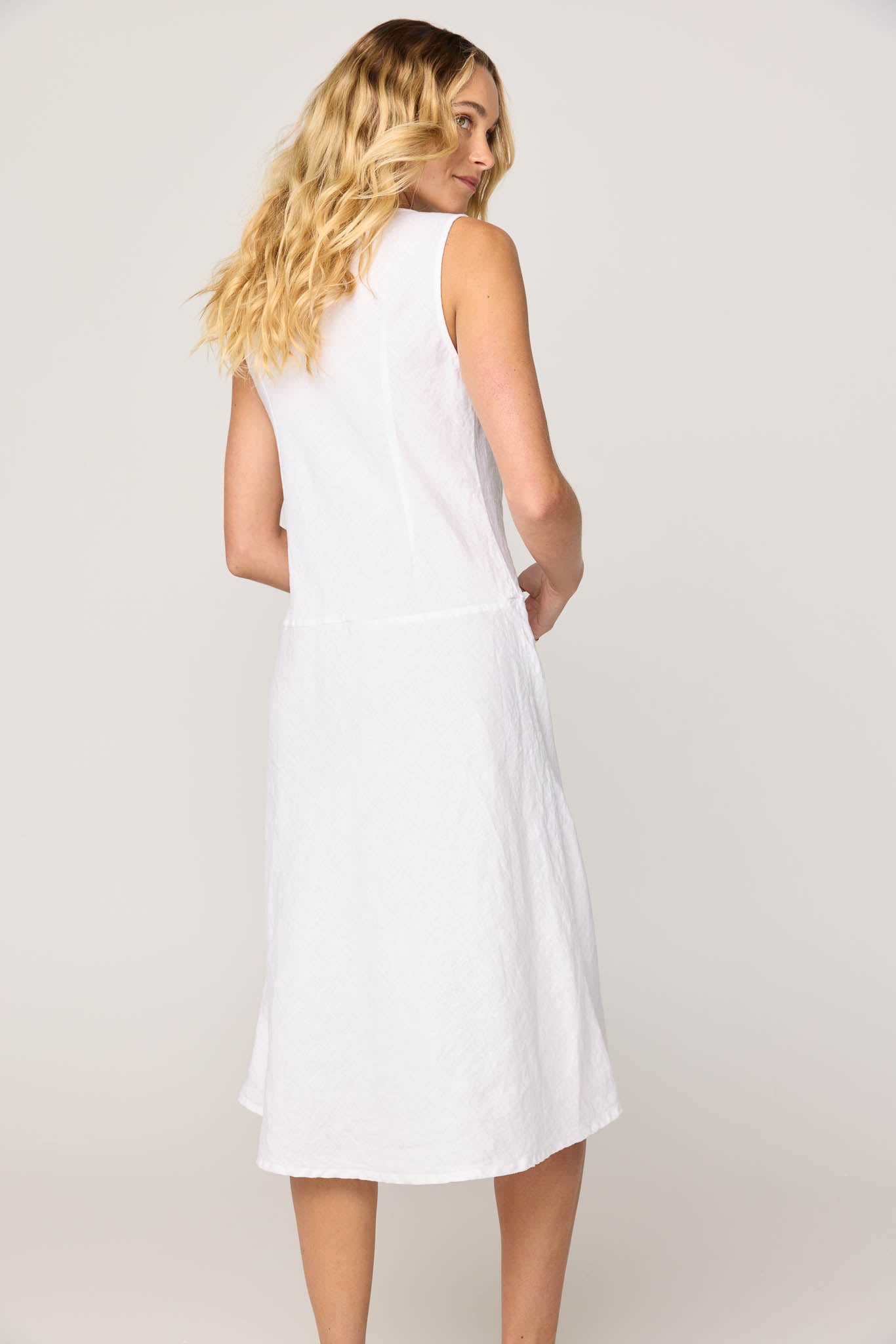 PALM BIAS DRESS - BLANC